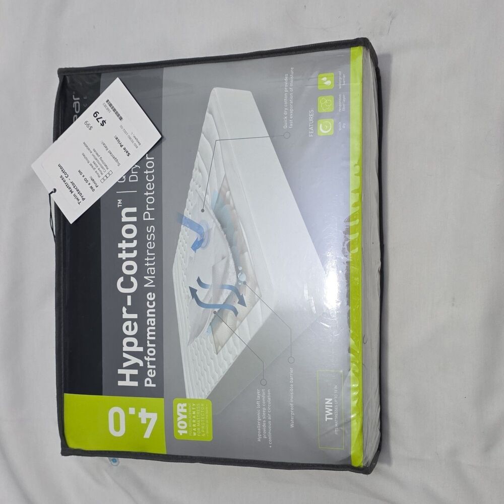Mattress Protector TWIN BEDGEAR Hyper-Cotton 4.0 Quick Dry Performance